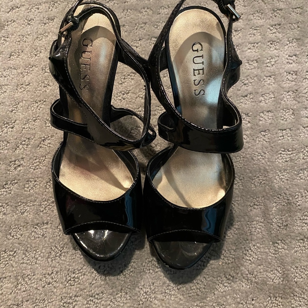 Guess Patent Leather Leopard Heels - size 5